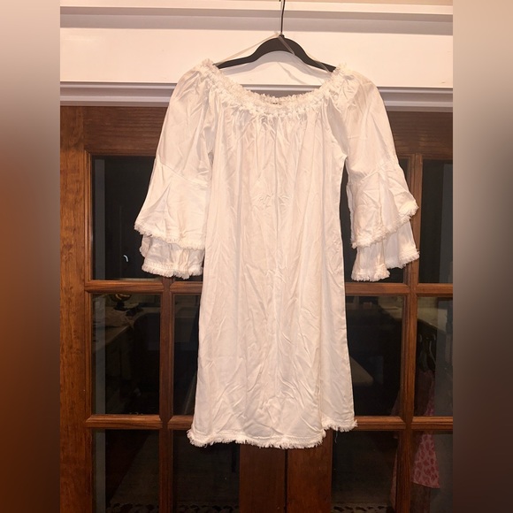 NWT Boston Proper Size‎ XS White Off-Shoulder Dress with Ruffle Sleeves - Picture 9 of 14